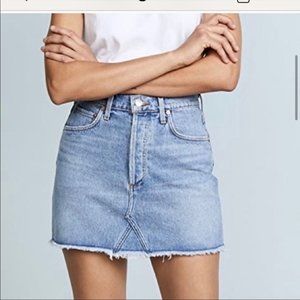 AGOLDE Quinn Skirt High Rise Cut Off Denim Mini Skirt